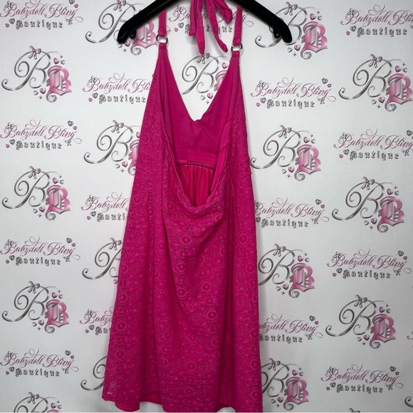 Victoria’s Secret dress bra top vintage, crocheted, pink floral, babydoll halter - Picture 3 of 13